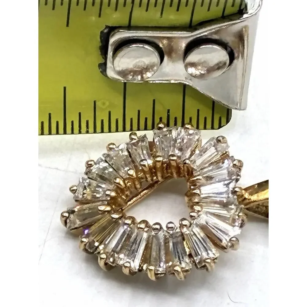 Vintage Avon Sterling Silver Gold Vermeil Open Heart Baguette Necklace